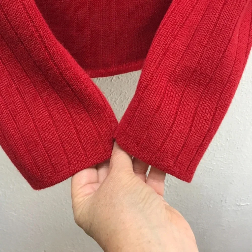 Vintage Abercrombie &‎ Fitch Sweater Mens L Red Blue Striped Ribbed Turtleneck